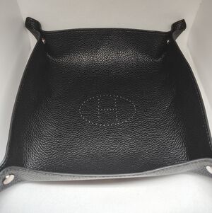 Black Leather "H" Jewelry/Makeup Organizer Tray